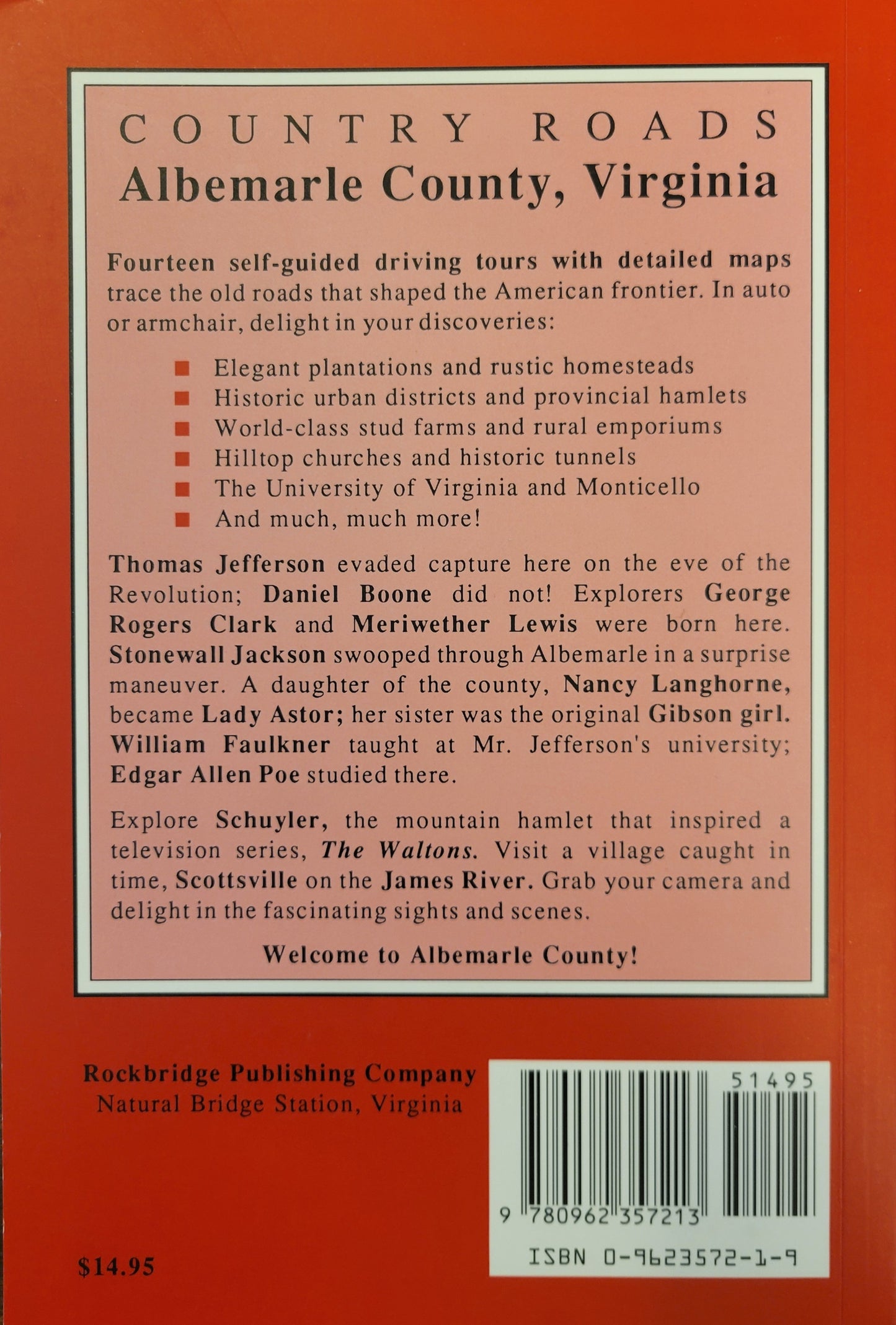 Country Roads : Albemarle County, Virginia Self-Guided Driving Tours by Susan DeAlba