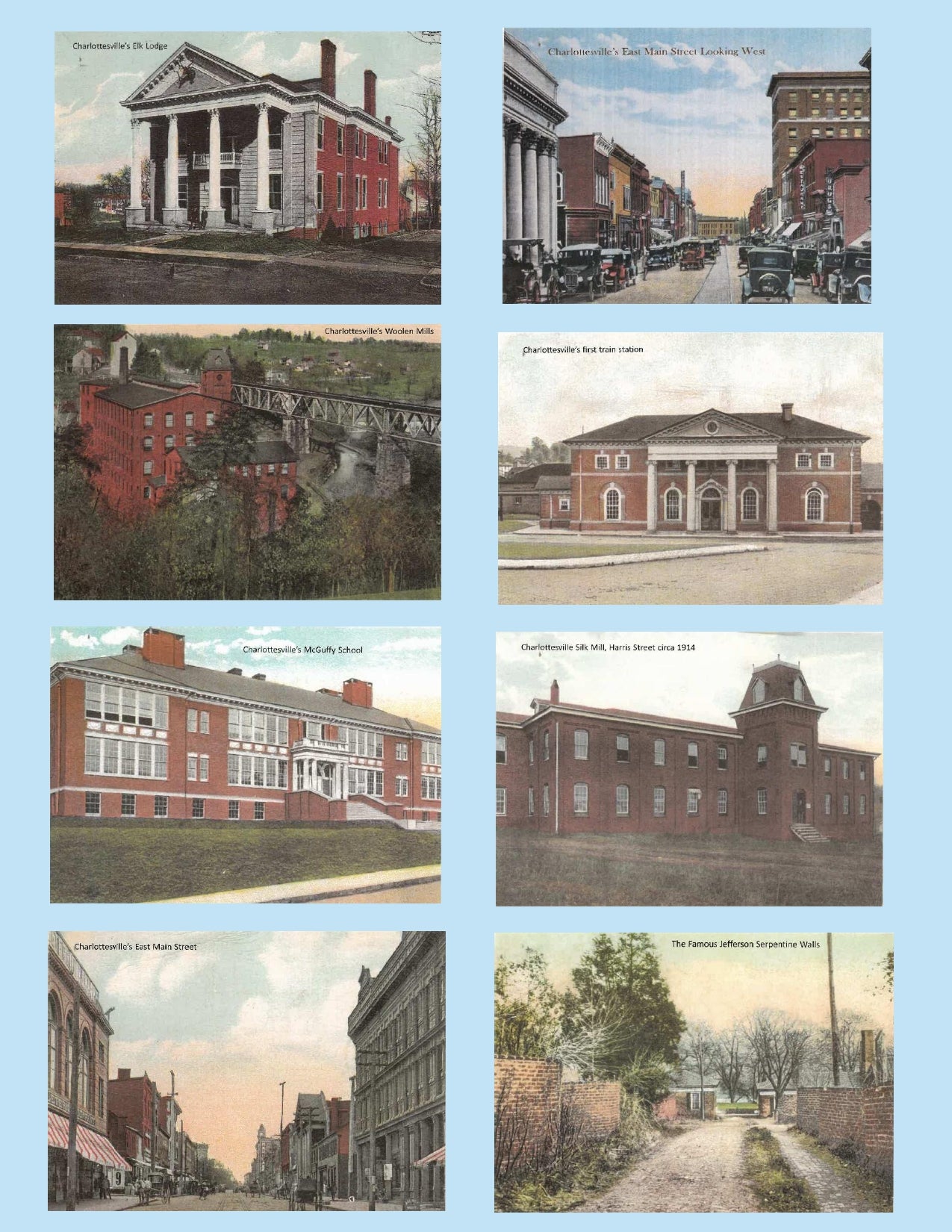 Historic Charlottesville Scenes Postcards (Pack of 8)