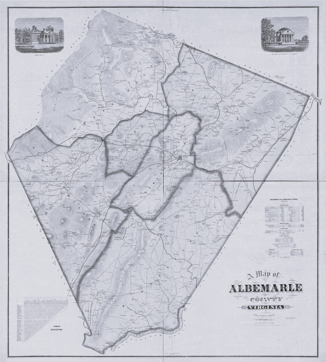 1875 Green Peyton Map of Albemarle County Print