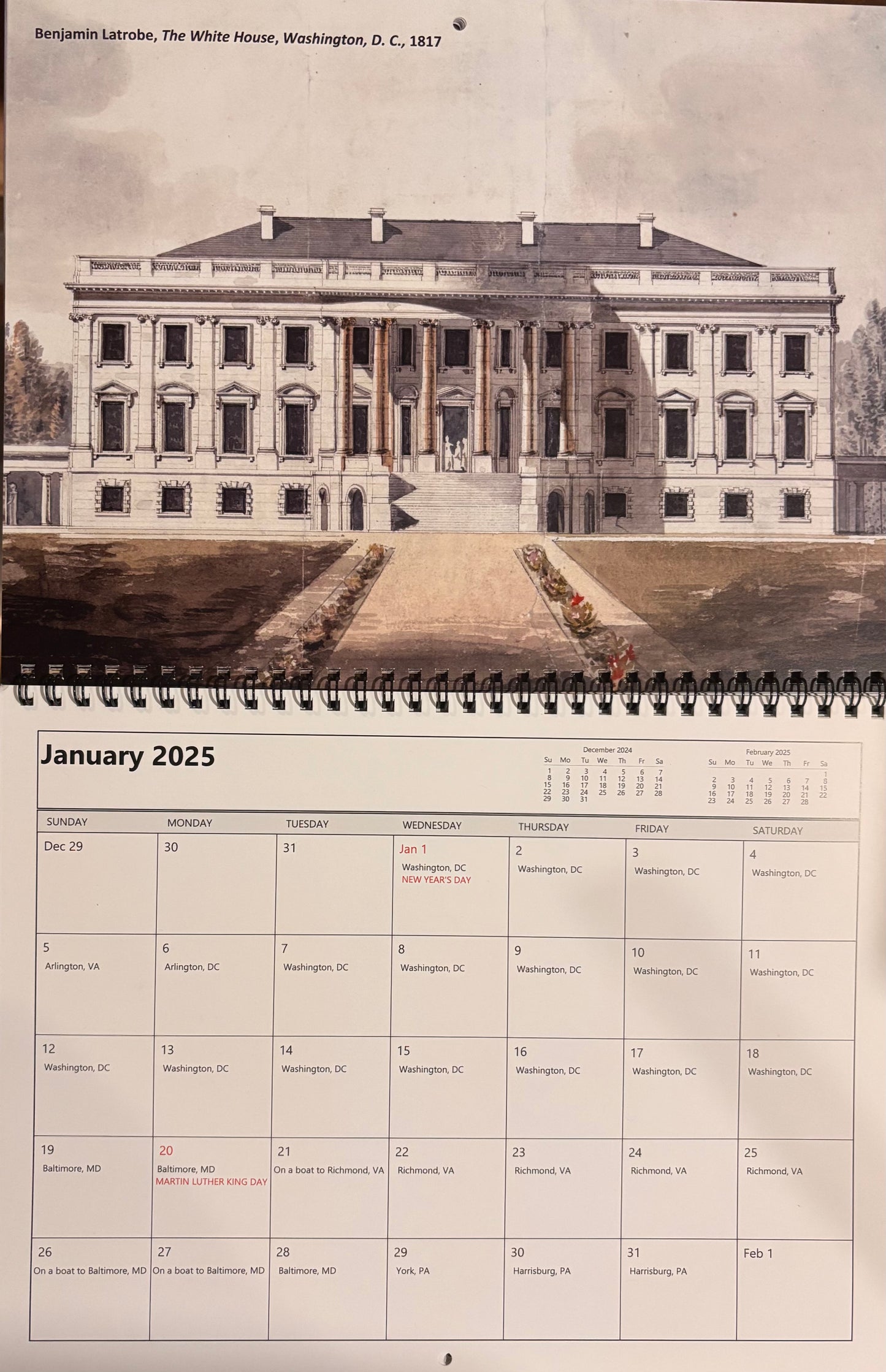 Lafayette Bicentennial Tour 18-Month Souvenir Calendar (Jul '24 - Dec '25)
