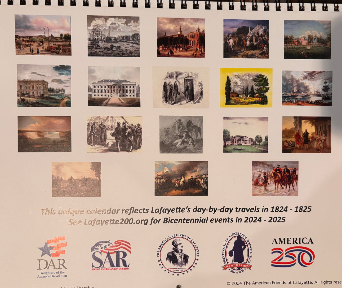 Lafayette Bicentennial Tour 18-Month Souvenir Calendar (Jul '24 - Dec '25)